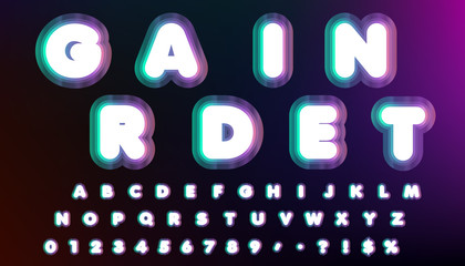 Gradient Strokes style font design, alphabet letters and numbers, Eps10 vector.
