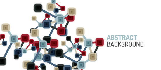 Abstract square dot connections, flat style multicolored geometric background for Wallpaper, Banner, Background, Card, Book Illustration, landing page or poster design