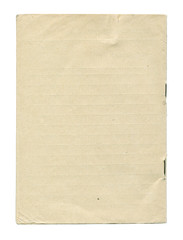 Vintage light paper blank isolated on white background. Old paper texture for design.