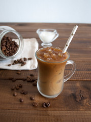 iced coffee cream and straw