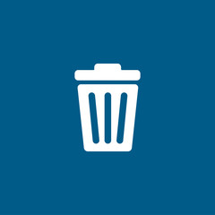Recycle Bin Icon On Blue Background. Blue Flat Style Vector Illustration