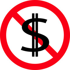 Dollar ban sign, symbol, Vector illustration
