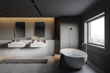Naklejka na ściany i meble Grey and stone bathroom interior