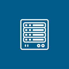 Server Line Icon On Blue Background. Blue Flat Style Vector Illustration
