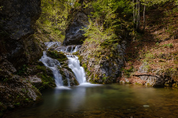 Beautiful Davca waterfalls in Slovenia in spring