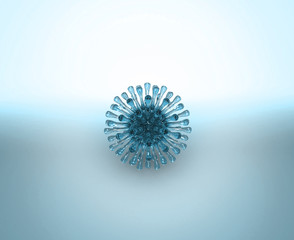 3D Render Coronavirus(COVID-19). illustration. Microscopic view, a pathogen that attacks the respiratory tract. Analysis and test, experimentation. Wuhan virus disease, virus infection prevention meth