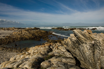 the coast of the sea at cape agulhas south africa