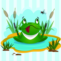 frog in the water