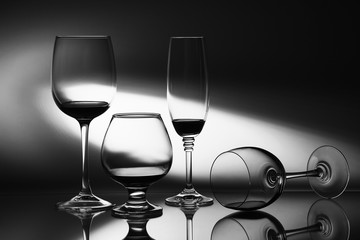 Black and white gradient illuminated still life