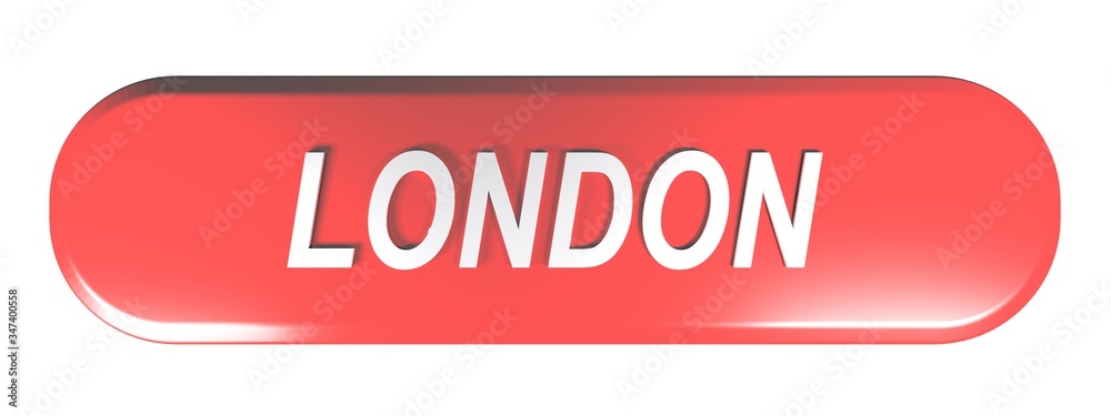 Poster london red rounded rectangle push button - 3d rendering illustration