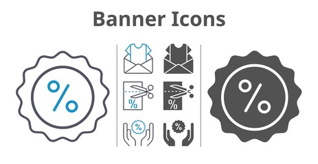 banner icons icon set included newsletter, voucher, discount icons