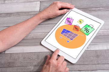 Discount concept on a tablet