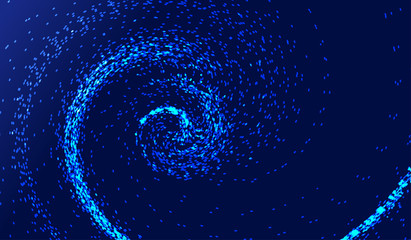 Glowing particle flow vortex, internet technology big data background. 