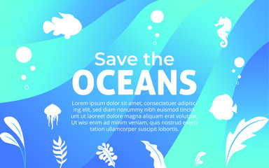 Fototapeta na wymiar Design illustration vector social media card,background, landing page, banner graphic, World oceans day holiday.