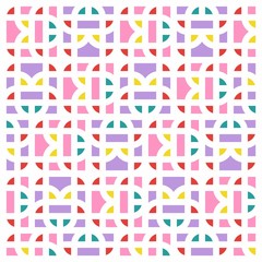 Beautiful of Colorful Rectangle and Quarter Circle, Repeated, Abstract, Illustrator Pattern Wallpaper. Image for Printing on Paper, Wallpaper or Background, Covers, Fabrics