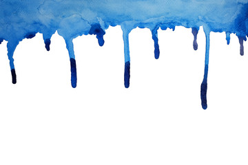 Indigo Blue Watercolor hand painting and splash abstract texture on white paper Background.