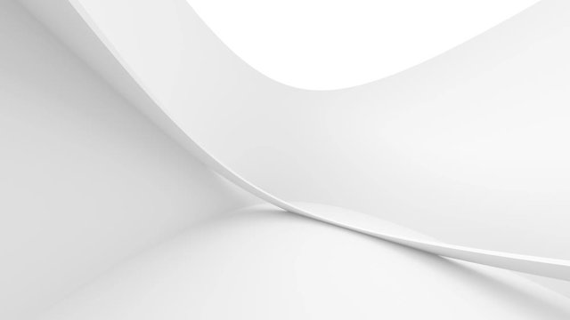 Abstract Architecture Animation. White Futuristic Graphic Design. Minimal Geometric Background
