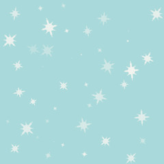 white stars on a light blue background, sky background with white ornament of stars