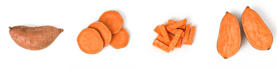 Collection of sweet potato isolated on a white background