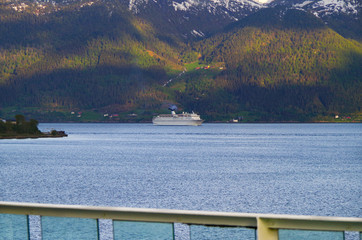 CMV Cruiseship or cruise ship liner MS Magellan  in Flam, Norway during cruising to Norwegian...