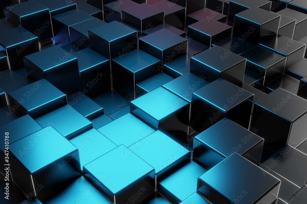 Poster Abstract Cube Particle Background construction block technology computer graphic background,3D illustration