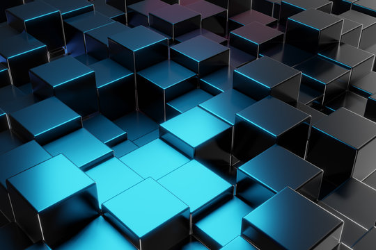 Abstract Cube Particle Background construction block technology computer graphic background,3D illustration © jes2uphoto