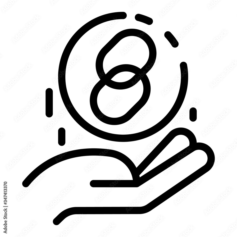 Poster hyperlink in the hand icon. outline hyperlink in the hand vector icon for web design isolated on whi