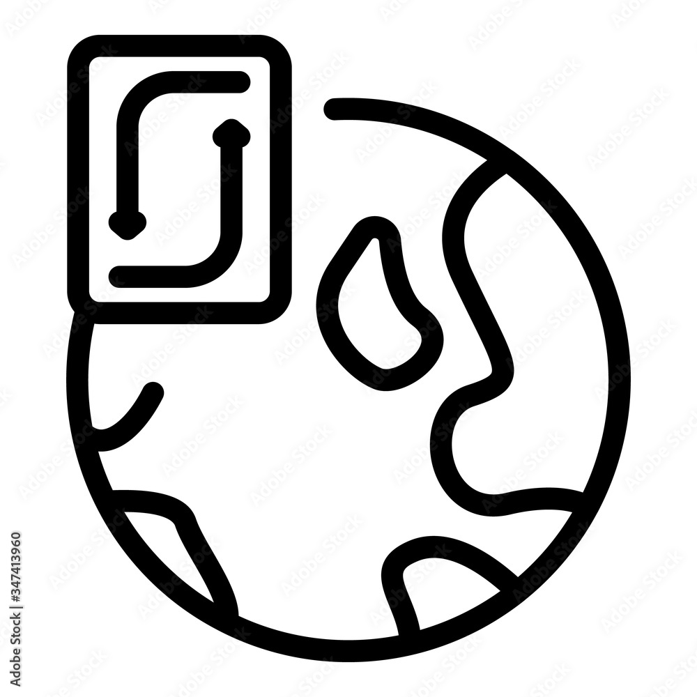 Poster globe and reload sign icon. outline globe and reload sign vector icon for web design isolated on whi
