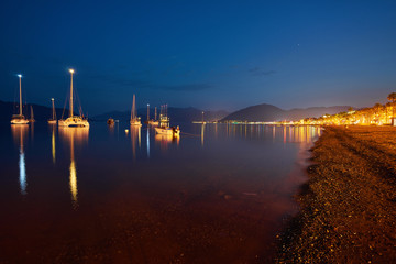 View over the beach coast of Marmaris in Turkey