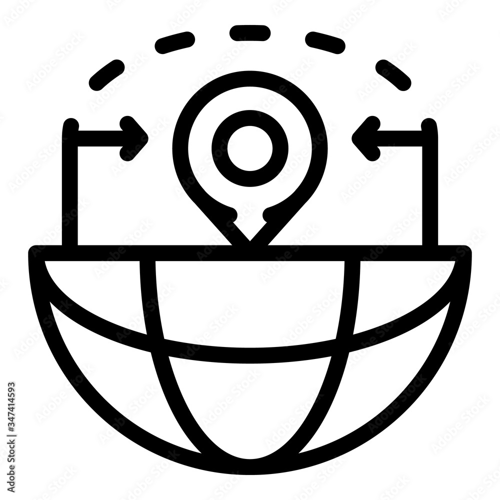 Poster point and half globe icon. outline point and half globe vector icon for web design isolated on white
