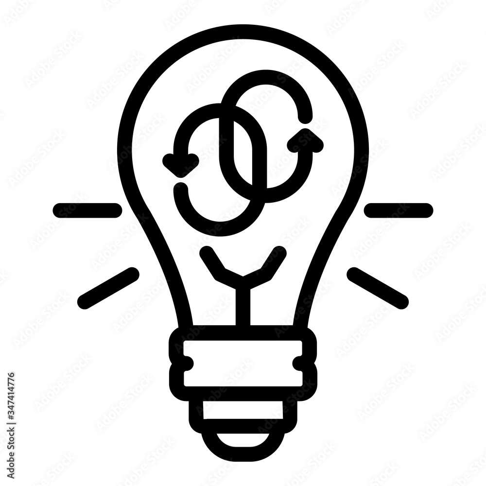 Poster refresh signs in a bulb icon. outline refresh signs in a bulb vector icon for web design isolated on
