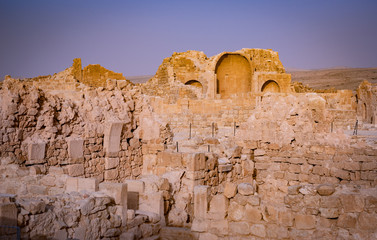 Shivta  is an ancient city in the Negev Desert of Israel. - obrazy, fototapety, plakaty
