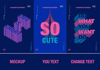 Set of Creative Graphic Design Mockup. Typography on vibrant 2020 colors and minimal  Poster, Brochure, Flyer, leaflet, Annual report, Book cover, banner. Template / full editable