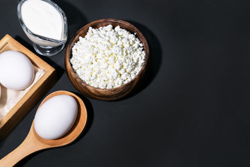 Food is a source of calcium, magnesium, protein, fats, carbohydrates, balanced diet. Dairy products: cottage cheese, sour cream, milk, chicken egg, contain casein, albumin, globulin, lactose