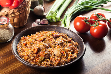 Chicken jambalaya - spicy rice with chicken a nd sausage