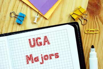 Business concept about UGA Majors with inscription on the sheet.