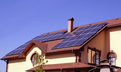 Solar panels on the roof of house