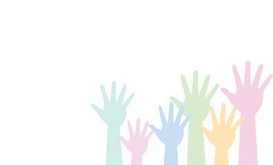 Fototapeta premium Many hands are pulled up (work, vacancies, help, society). Vector image, icon.