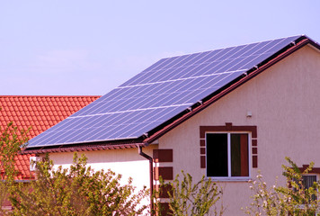 Solar panels on the roof of house.