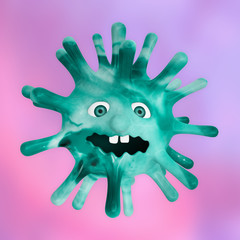 Obraz premium cartoon virus contagious epidemic pandemic viral coronavirus covid-19