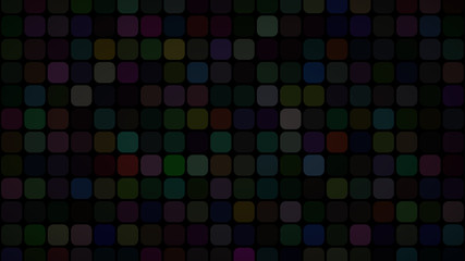 Abstract illustration of small multicolored squares or pixels on black background