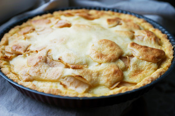 Homemade apple and sour cream pie