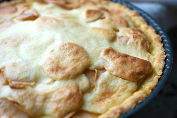 Homemade apple and sour cream pie