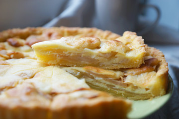 Homemade apple and sour cream pie