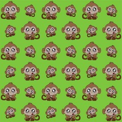 Monkey Shows His his Tongue While Holding the Stomach Cute Illustration, Cartoon Funny Character, Pattern Wallpaper 