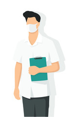 Pharmacist in modern flat style, nurse, pharmacist, simple medical concept on white background.