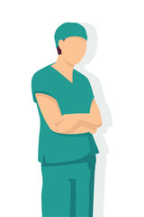 Surgeon in modern flat style, nurse, pharmacist, simple medical concept on white background.
