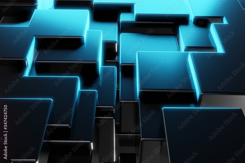 Leinwandbilder Abstract Cube Particle Background construction block technology computer graphic background,3D illustration
