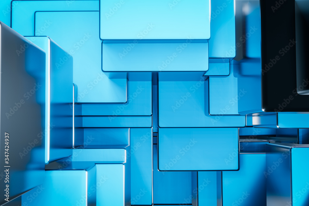 Leinwandbilder Abstract Cube Particle Background construction block technology computer graphic background,3D illustration