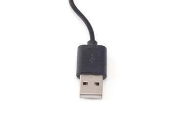 black USB Type A power cord isolated